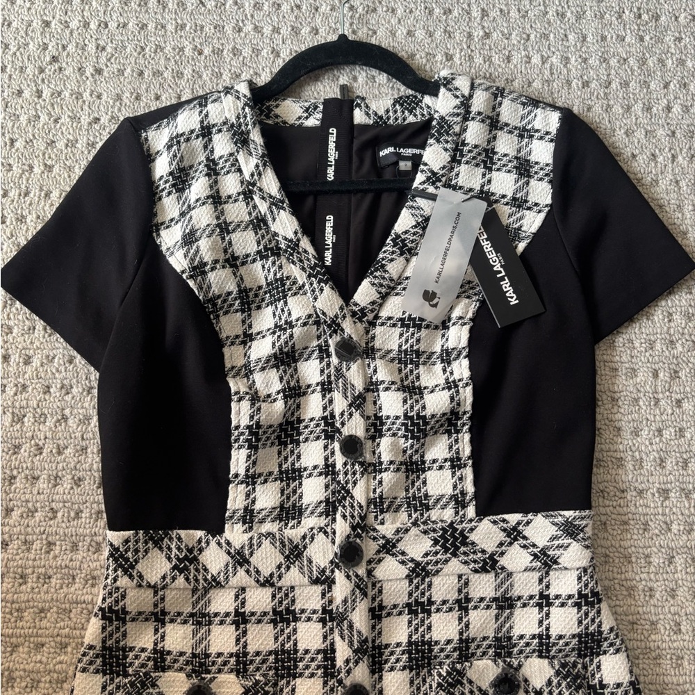 Karl Lagerfeld Monochrome Checkered Dress